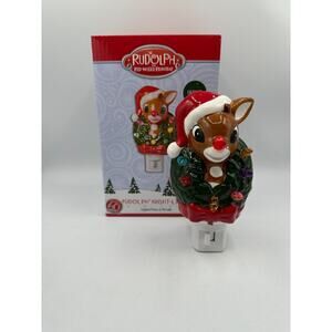 Rudolph Red Nosed Reindeer Lighted Nose and Wreath Night Light Christmas